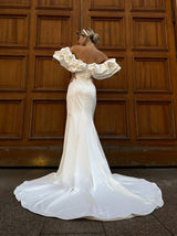 glamorous satin bridal gown with chapel train