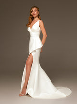 cummerbund fitted wedding dress in satin