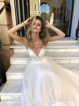 boho botanical wedding dress