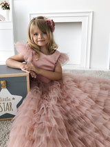Blush ruffle pageant dress for girls