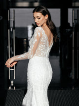 Emroidered lace Full sleeve wedding dress
