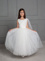 First Communion dress with beaded sash