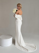 Glamorous black wedding dress with train