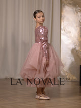 Girls whimsical one shoulder sequin and tulle pageant dress