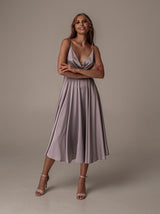 tie back flared bridesmaid dress