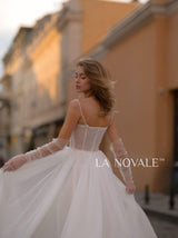 delicate crystal beaded sweetheart wedding dress