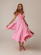 tie back flared bridesmaid dress