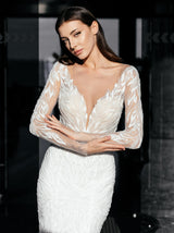 Emroidered lace Full sleeve wedding dress