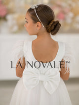 Elegant velvet mini bride dress with pearls and feathers