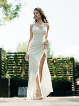 Sparkle bodycon ruched wedding dress