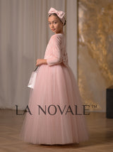 Simple velvet flower girl dress with long sleeves