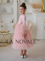 Modest flower girl ballerina dress with full sleeves