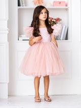 Short tulle tutu flower girl dress