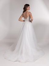 short sleeve Botanical Lace Bidal Gown