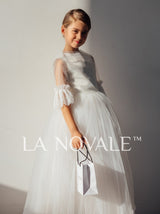 Bohemian flower girl dress with French lace