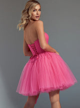 Hot pink Barbiecore lace up tutu dress mini