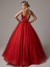 Sparkle ball gown dress with crystal sash