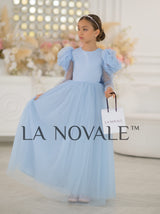 Full sleeve modest flower girl dress for religious ceremony