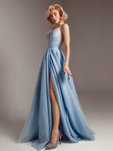 low back plunge evening dress