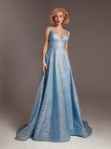 panel waist sparkle prom dress