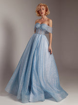 Off shoulder sparkle wedding dress