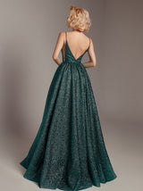 low back plunge evening dress