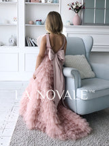 Princess flower girl dress in blush