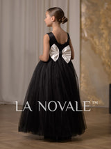 Retro inspired black and white flower girl dress