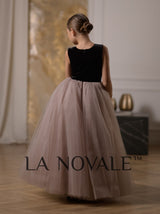 Velvet flower girl dress with long sleeve cropped bollero