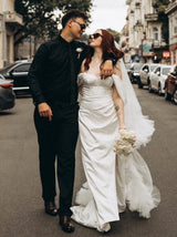 sheath satin wedding dress