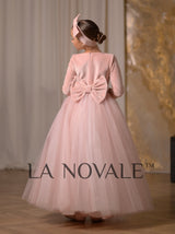 Simple velvet flower girl dress with long sleeves