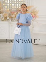 Full sleeve modest flower girl dress for religious ceremony