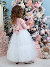 Simple velvet and tulle flower girl dress