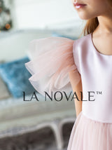 High waist boho flower girl dress with butterfly sleeves