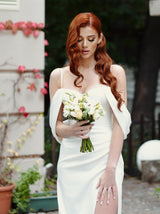 sheath satin wedding dress