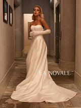 corset satin wedding dress with chapel train
