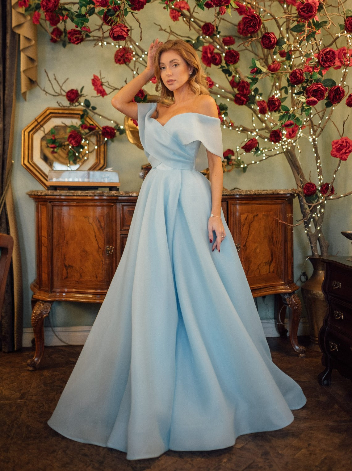 open lace back dress Pale Blue Wedding Gown 4 US / Pale Blue/Ash Blue main image 1