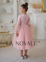 Modest flower girl ballerina dress with full sleeves