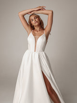 Staghetti straps illusion wedding dress