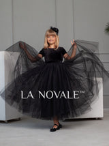 Kids formal occasion velvet dress for winter ceremonies