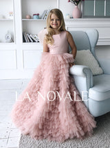 Princess flower girl dress in blush