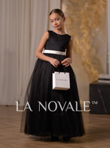 Retro inspired black and white flower girl dress