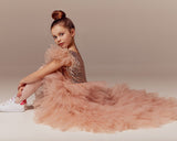 high low sequin girls pageant dress with train