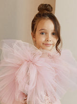 Butterfly sleeve sequin flower girl ball gown dress