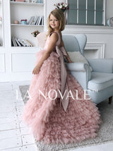 Princess flower girl dress in blush