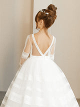 Bohemian lace flower girl dress with long sleeves