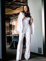 bridal pantsuit set with lace-up corset top