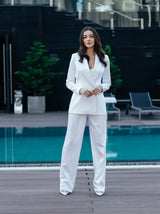 bridal pantsuit set with lace-up corset top