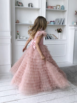Blush ruffle pageant dress for girls