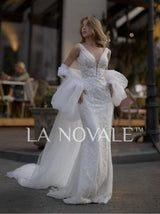 sheath Bohemian lace wedding dress